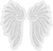 FRCOLOR 2pcs Elegant Rhinestone Beaded Applique Floral Lace Embroidery Patches for Wedding Dresses Performance Costumes Versatile DIY Craft Supplies Pearl Bling Enhancements