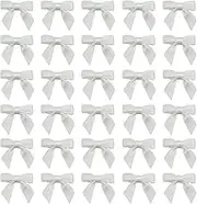 7Rainbows 50pcs Boutique 1.5" White Satin Ribbon Mini Bows for Craft Sewing Scrapbooking Wedding and Gift Wrapping