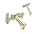 Piercing Ear Labret Golden Love Pad Rhinestone