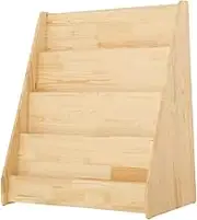 Wooden Toddler Book Shelf Book Storage Shelf 4-Tier Wooden Open Bookcase Storage Organizer Boxes for Nursery Playroom