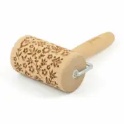 Folkroll dough roller Flower Power rolling pin embossing roller pattern beech...