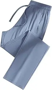 Mens Lightweight Sweatpants Elastic Waist Straight Leg Casual Pants Baggy Athletic Workout Pants with Zipper Pockets