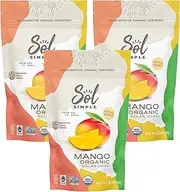 SOL SIMPLE Organic Dried Mango | 3oz Snack Pack (3 Bags Total) | Dried Fruit No Sugar Added | Dried Fruit | Non-GMO | No Added Sugar | Fair Trade | Organic