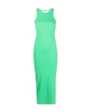 MSGM Logo Embroidered Cut-Out Sleeveless Dress XXS,S,L,M Green