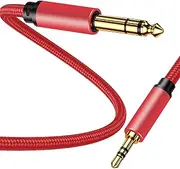 3.5mm to 6.35mm Stereo Audio Cable:1/8 Inch to 1/4 Inch Cable Braided Stereo Jack Cord Aux Wire for Guitar, Amplifier, Mixer, Digital Keyboard, Home Theater Devices, Laptop（6M/20Ft）