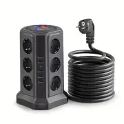 12-Way Multiple Socket with USB C, 1.8m Extension Cable, Power Strip Surge