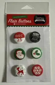 Echo Park Christmas Cheer Flair Buttons Adhesive Badges