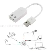 USB to 3D Audio Sound Card External Adapter Virtual 7.1 Channel Mic Headphone