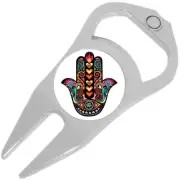 Colorful Hamsa Golf Ball Marker Divot Repair Tool Bottle Opener