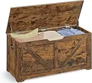 VASAGLE Storage Chest, Toy Chest Box Organizer with Safety Hinges, Storage Bench, Shoe Bench, Barn Style, 39.4 x 15.7 x 18.1 Inches, for Entryway, Bedroom, Living Room, Rustic Brown ULSB060T01