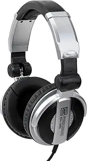 Pronomic KDJ-1000 DJ Headphones - Outdoor Sound Isolation Dynamic Headphones - Wired Studio Headphones (107 dB SPL, 3.5 m Cable, Adjustable Headband, Includes Adapter) - Silver/Black