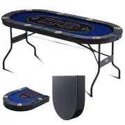 VEVOR 8 Player Foldable Poker Table, Blackjack Texas Holdem Poker Table with Padded Rails and Stainless Steel Cup Holders, Portable Folding Card Board