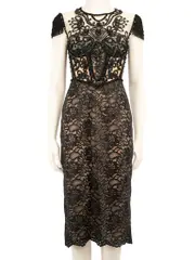 Black Sequin Lace Midi Dress