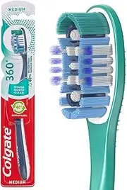 Colgate 360° Whole Mouth Clean Manual Toothbrush, 1 Pack, Medium Bristles, Reduces 151% More Bacteria