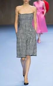 [Carolina Herrera] Houndstooth Linen-Blend Playsuit