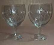 GOBLET WATER Set of 2 "Wildflowers" Cut Crystal By Fine Arts Sterling Silver Co.