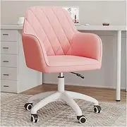 Velvet Ergonomic Office Chair 360° Swivel Desk Task Chair with Armrest,Executive Computer Occasional Chair for Home Office Reception Height Adjustable Lounge Chairs (Color : Pink)