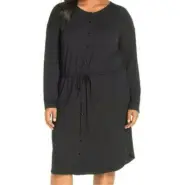 NWT $228 Eileen Fisher Viscose Jersey Round Neck Drawstring Waist Dress 1X