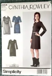 Simplicity Pattern 2054 Misses' Knit Dress & Cowl-Collar Sewing Project (H)