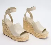 New Marc Fisher LTD Nelly Suede Espadrille Wedge Sandals Ankle Strap Natural 9M