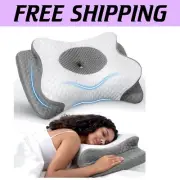 Ergonomic Memory Foam Neck Pillow for Side Back Stomach Sleepers – Soft Support