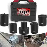 5 x Spindle Nut Socket Kit Axle Hub Nut Sockets with Storage Case For Ford Dana 50 60, For Dodge, Chevrolet & GMC 1/2" Drive Axle Spindle Nut Retainers Remover, Lug Out Spindle Sockets Set