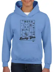 Lucky You Emoji - Japanese Maneki Neko Cat Design Youth's Hoodie