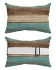 Teal Wood Grain Outdoor Chaise Lounge Head Resting Pillows 2 Pack, Farm Teal ...