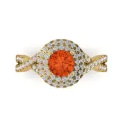1.3Ct Round Cut Red Gemstone Solid Gold Halo Engagement Promise Statement Ring