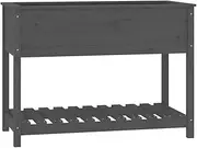 Grey Solid Wood Pine Planter with Shelf - Indoor/Outdoor Pot for Plants, Sturdy & Weather-Resistant, Space-Saving Design for Balcony, Patio, or Garden (111.5x54x81 cm)
