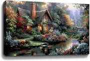 Vintage Painting Heart Home Wall Art Framed Landscape Canvas Art For Livingroom Bedroom Office