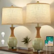 Bedside Table Lamp Set of 2 - Bedroom Table Lamps with 3 Color Temperatures -...