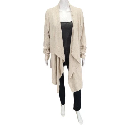 Barefoot Dreams Cozychic Lite Drape Front Wrap Cardigan 3X Plus Size Stone