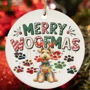 Merry Woofmas Airedale Terrier Dog Paws Lover Christmas Ornament Gift Tree Decor