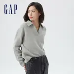 GAP 女裝 氣質翻領寬鬆毛衣-淺灰色(703566)