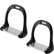Horse Riding Stirrup, Saddle Stirrups, Horse Saddle Equestrian, Stainless Steel Non Slip Pad Equestrian Aluminum Saddle with Painting (Black)