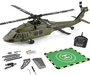 K170 UH60L RC Helicopter for Adults, 6-Axis Gyro Brushless Motor 2.4G 4CH Remote Contro Military Aircraft Single Wing Aileron