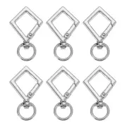 6 Pcs Diamonds Keychain Clip Diamonds Swivel Key Ring Snap Hooks Clip Silver