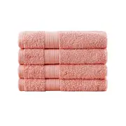 Linenland Bath Towel 4 Piece Cotton Hand Towels Set - Coral