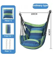 Hanging Swing Canvas Hanging Chair College Student Dormitory Hammock with Pillow Indoor Camping Swing Adult Leisure Chair Color Bars Blue