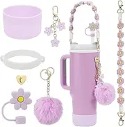7Pcs Stanley Cup Accessories Set, Including Water Bottle Handle Strap, Siliocne Stanley Cup Boot, Siliocne Straw Cover, Handle Strap, Stanley Charms,for 30 Oz. and 40 Oz.Stanley Cups