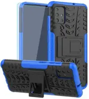 Samsung Galaxy A51 Case Built-in Kickstand Cover/Soft Fit Screen Protector Blue