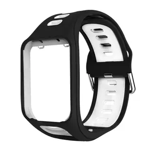 適用於TomTom spark runner2/3錶帶golfer2 一件式雙色矽膠替換腕帶