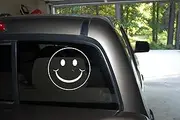 Classy Vinyl Creations Smiley Face Car Truck Automotive Window Black or White Decal Bumper Sticker 5.3" H X 5.3" W