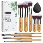 Makeup Brush Set 11Pcs Bamboo Synthetic Kabuki Brush Set Foundation Powder Blend