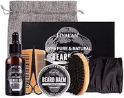 Beard Kit for Men Grooming, 7-Piece Beard Care Kit with Beard Oil, Beard Balm, Beard Brush, Comb, Moustache Scissors, Gifts for Men – by Liyalan
