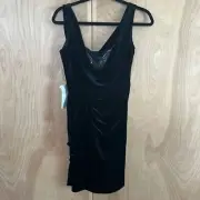 Aidan Mattox Short Velvet Dress with beaded inset Size 4 NWT