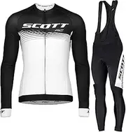 [Petorenk] Long Sleeve Cycling Suits Men's Cycling Jersey Set, Thermal Fleece Windproof Cycling Jersey Set, Sports & Leisure MTB Cycling Jersey for Autumn/Winter