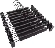 10 Pack Pants Hangers with Adjustable Non-Slip Clips Anti-Rust 10 Pack, Black