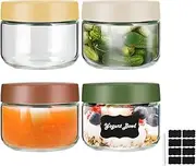 ZOEDO 10 OZ Glass Jar with Screw Lid,Wide Mouth Airtight Jar Overnight Oats Jars for Fruit, Salad,Spice, Candy, Jam, Seasoning,Meal Prep Containers,Canning Jar (4 Pack)